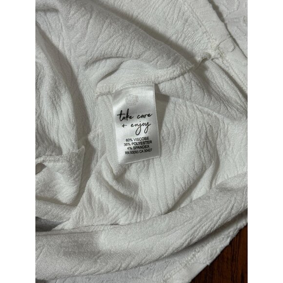 Nic+Zoe Womens Size S White Embossed Twist Front V-Neck Top Long Sleeve Stretch - Picture 8 of 8